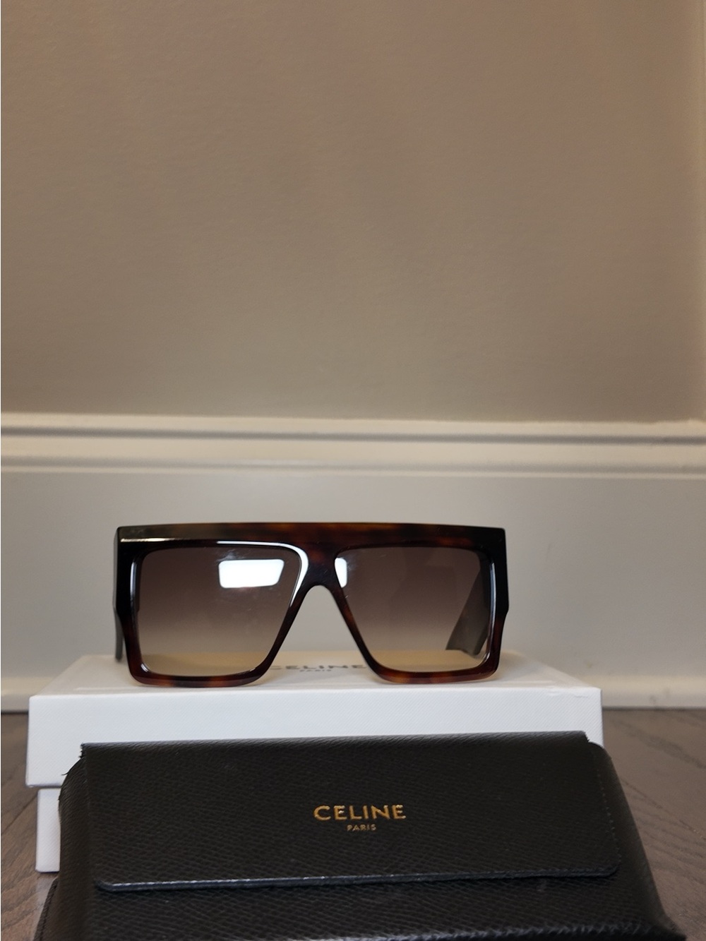 Celine Women’s Tortoiseshell Shield Sunglasses - Brown Gradient Lenses